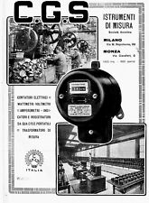 PUBBLICITA' 1926 C.G.S. MONZA CONTATORI STRUMENTI DI MISURA QUADRI ELETTRICI CGS