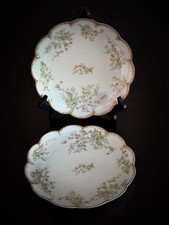 2 piatti floreali vintage HAVILAND & CO Limoges con bordo oro smerlato 7 1/2" Francia
