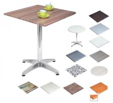 Tavolo Alluminio V-gamba centrale piano d.60cm in verzalit bianco da esterno bar