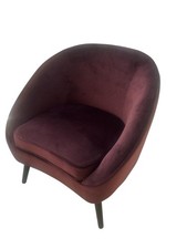 Poltrona in velluto prugna con piedi neri | VILLA D' ESTE