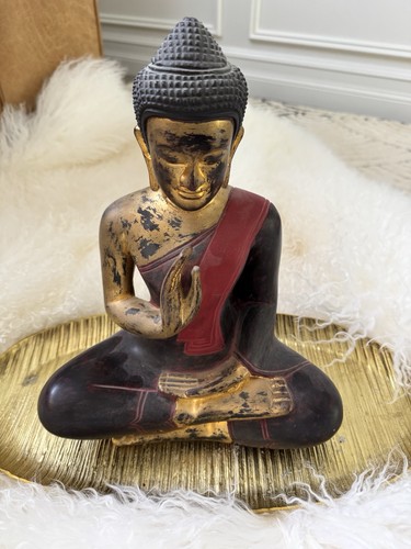 Seated buddha statue gold red - seated,