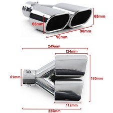 Marmitte terminali scarico doppio tubo acciaio inox per BMW 65 x 90 mm*