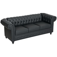 HOMCOM Divano Classico 3 Posti Stile Chesterfield Trapuntato in Finta Pelle Nero