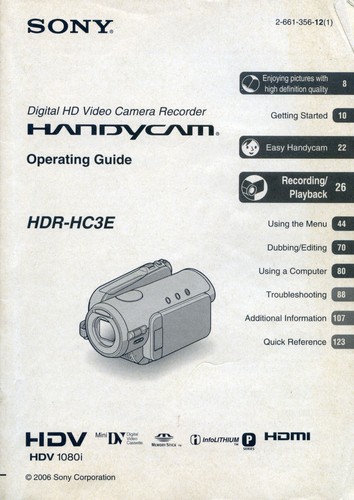 Sony handycam hdr hc3e - sony, hdr-hc3e