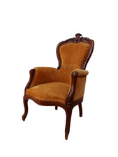 Poltrona  velluto giallo Luigi Filippo in noce - poltroncina - epoca meta' 800.