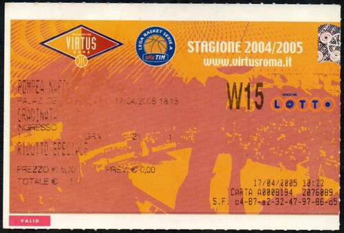 Ticket virtus roma pompea - ticket,
