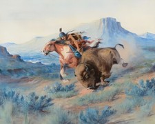 Buffalo Hunt di Edgar Samuel Paxson Western Giclée stampa artistica + spedizione gratuita