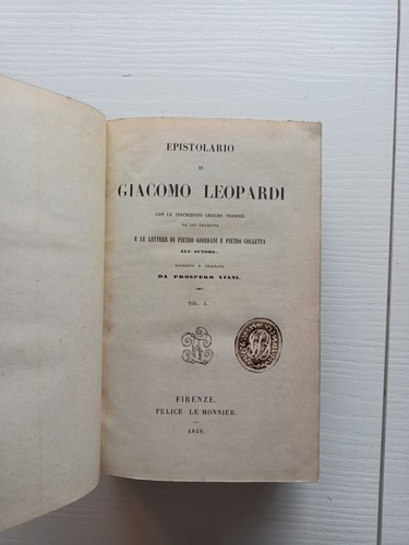 Giacomo leopardi epistolario - giacomo,