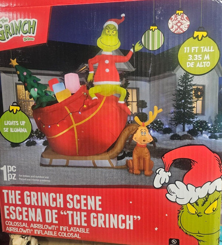 Gemmy 12ft grinch slitta - gemmy,