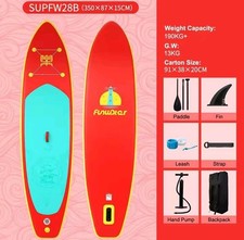 TAVOLA SUP GONFIABILE 350x87x15 cm paddle board  con accessori rosso e giallo