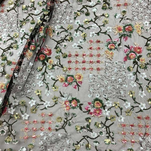 Tessuto tulle ricamato - tessuto,