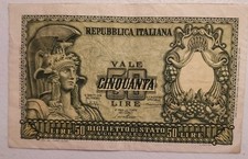 1951 Italy 50 Lire Note; Pick