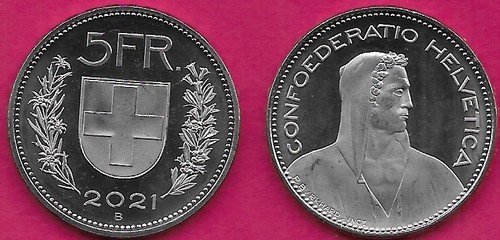 Svizzera franchi 2021 unc - svizzera, 5