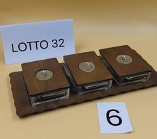 Antipastiera in legno con tre contenitori in vetro