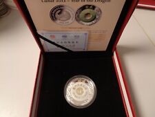 LAO LAOS 2012 - 2000 Kip in argento (2 oz) anello di giada dorata, PP - drago lunare
