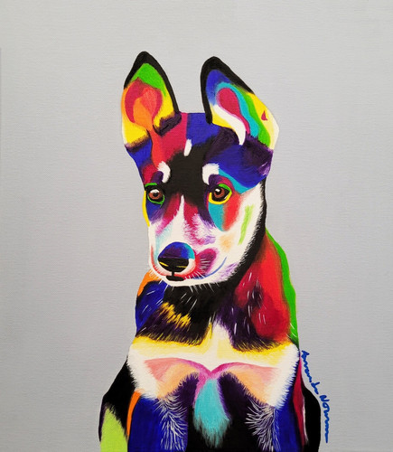 Stampa artistica cane - , colorato