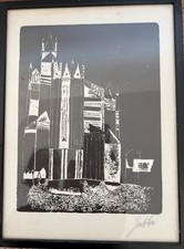 Litografia firmata FRANCO GENTILINI 1970 "La Cattedrale"