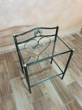 Comodino in ferro battuto Cuore nero decorato oro