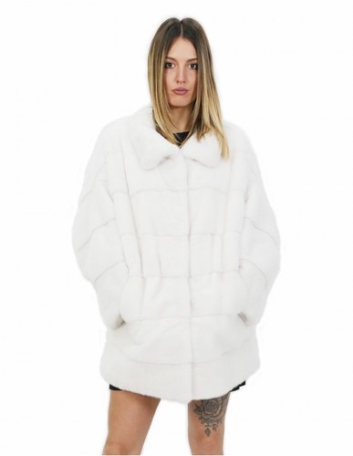 Giacca visone bianco ottico - , 46