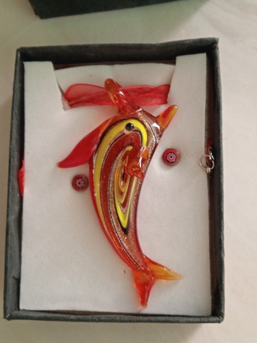 Ciondolo delfino rosso in - ,