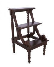 Scala scaletta tre gradini in legno mogano arredo casa biblioteca stile inglese