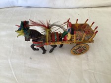 MODELLINO ORIGINALE DI CARRETTO SICILIANO CON CAVALLO PENNACCHI E PERSONAGGI