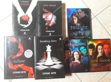 TWILIGHT SAGA 4 libri   + 3 DVD Twilight, New Moon, Eclipse 