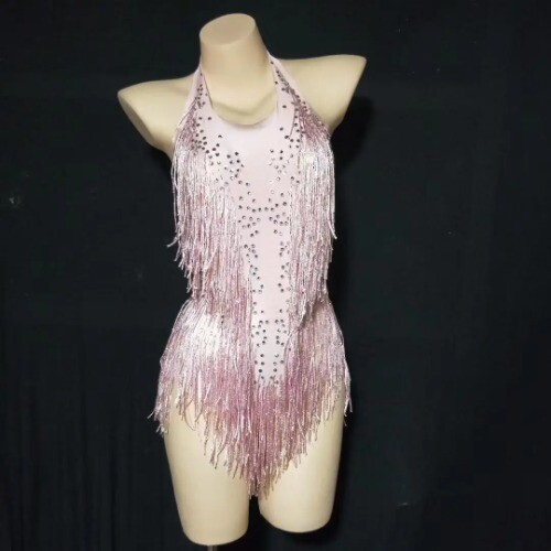Body donna frange cristalli