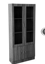 MOBILE VETRINA MODERNA NERA E 4 ANTE ROVERE SBIANCATO CASA STUDIO 170*72*26 cm