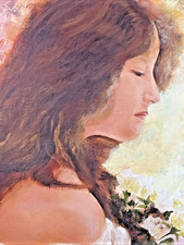 Dipinto olio originale Bettie Nichols 'Amelia' - impressionista romantico incorniciato