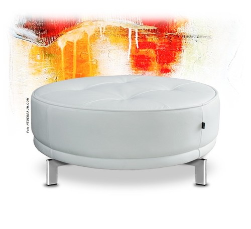 Grande arrotondato pelle pouf - grande,