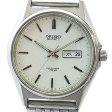 Orologio Orient Quarzo Quadrante Argento Calendario Acciaio Inox Orologio...