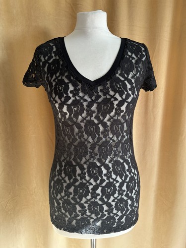 Top tezenis nero pizzo - top, in