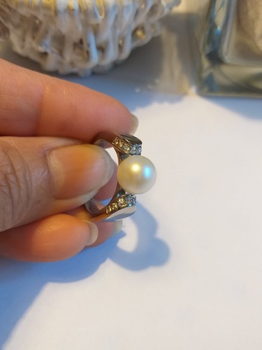Anello con perla cristalli - anello, e