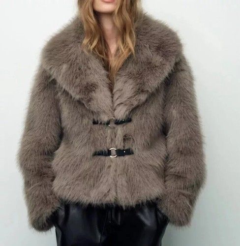 Zara taupe pelliccia finta - zara,