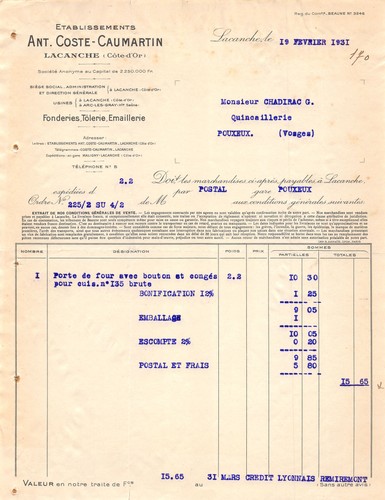1931 etab ant coste - 1931, ant.coste