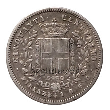 VITTORIO EMANUELE II RE ELETTO 50 CENTESIMI 1860 FIRENZE MONETA ARGENTO