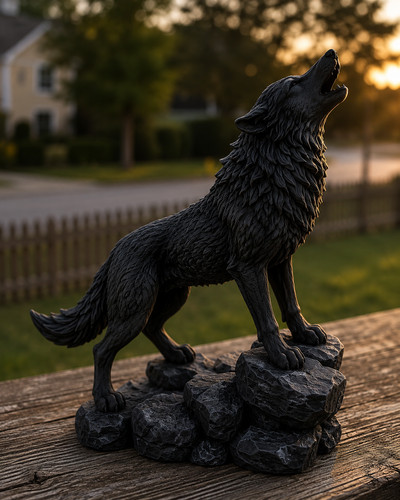 Statua lupo ululante maestoso - ululante,