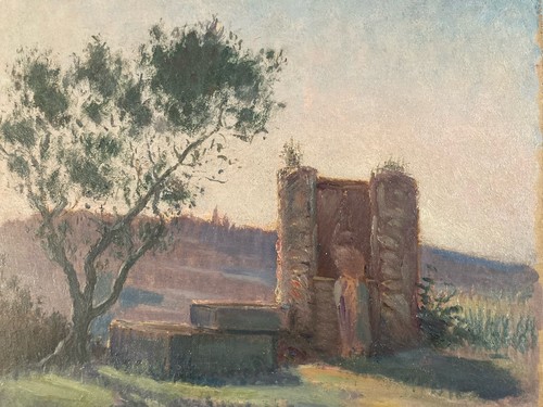 Olio pannello legno 1900 - olio,