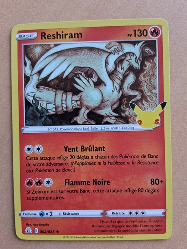 Carte pokemon reshiram 002 - pokemon, 002/025