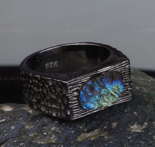 Anello labradorite blu - anello,