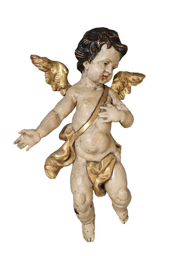 Antico putto legno intagliato