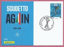 ITALIA 2025 Napoli Campione 2024/25 CARTOLINA FILATELICA Bollo Castel di Sangro