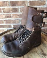 Stivali da combattimento in pelle fibbia militare originali WW2 esercito servizio scarpe vintage *LEGGI*