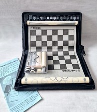 Gioco Globe Master Vintage 15 Giochi in Uno Stile Magnetico Custodia da Viaggio in Pelle Ottime Condizioni