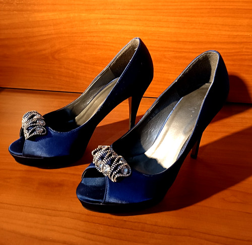 Decolte punta aperta blu - punta, satin