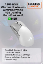 ASUS ROG Gladius III Wireless AimPoint White RGB Mouse da Gioco Wireless Bianco ✅ NUOVO