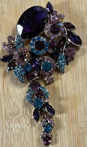 Spilla grande fiori - , blu