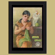 Anni ' 30  * Pubblicità Originale "Lana Gatto, Filatura di Tollegno” Cornice