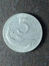 Moneta 5 lire delfino 1952